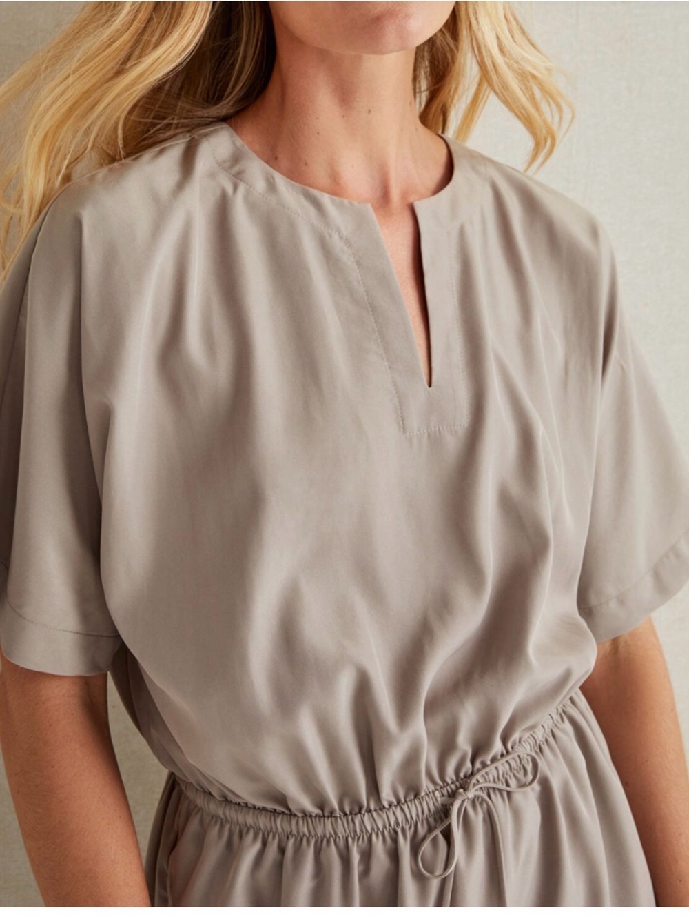 HAVEN Well Within Modal Dolman Dress Sz XS Mushroom Color Pockets  Drawstring - Picture 2 of 8